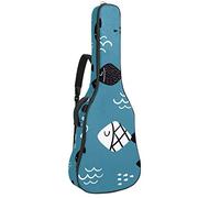 Acoustic Guitar Bag with Pocket 0.4In Padding Sponge Extra Thick Waterproof Oxford Cloth Guitar Case Gig Bag with Handle Shoulder Strap Cute Catoon Fish Pattern