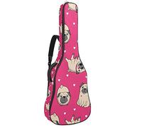 Acoustic Guitar Bag with Pocket 0.4In Padding Sponge Extra Thick Waterproof Oxford Cloth Guitar Case Gig Bag with Handle Shoulder Strap Pugs