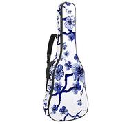 Acoustic Guitar Bag with Pocket 0.4In Padding Sponge Extra Thick Waterproof Oxford Cloth Guitar Case Gig Bag with Handle Shoulder Strap Chinese Plum Flowers