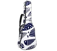 Acoustic Guitar Bag with Pocket 0.4In Padding Sponge Extra Thick Waterproof Oxford Cloth Guitar Case Gig Bag with Handle Shoulder Strap Blue Fishes Pattern