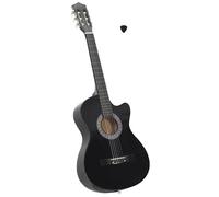 Acoustic Guitar Black 38" Basswood Cutaway Classical Nylon 63 cm Scale 6-String