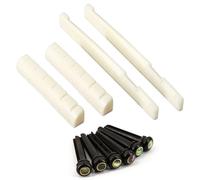 Acoustic Guitar Bone Bridge Saddle and Nut White Beef Bone Saddle Blanks For 6 String Classical Folk Guitar 2 Sets 4pcs Parts Replacement Musical Instrument Accessories