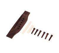 Acoustic Guitar Bridge Parts Replacement Accessories, Rosewood Pins Bone Nut Saddle Set for Folk 6 Strings Guitar, High Density Bone Material with Crisp Sound, Durable Rosewood Bri