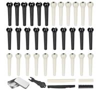 Acoustic Guitar Bridge Pins - Guitar String Pins Pegs | Music Instrument Replacement Parts with Puller Remover and Saddle Nut for Classrooms School Live Performance Recording Studio Stage