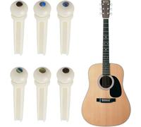 Acoustic Guitar Bridge Pins, Pack of 6 Pieces White ABS Plastic Acoustic Guitar Pegs with Abalone Dot Guitar Bone Bridge Pins String Parts Replacement Nail Musical Instrument Accessories