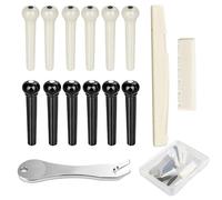 Acoustic Guitar Bridge Pins Pegs-6pcs with 1pc Bridge Pin Puller Remover,Black&Ivory (Black + Ivory)