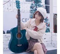 Acoustic Guitar Bundle For Beginners Adults Teens, Full Size Cutaway Guitarra Acustica Kit with Gig Bag Spruce-Top Easy To Play(Polished Blue,38in)