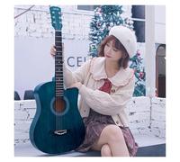 Acoustic Guitar Bundle For Beginners Adults Teens, Full Size Cutaway Guitarra Acustica Kit With Gig Bag Spruce-Top Easy To Play(Polished Blue,40 inches)