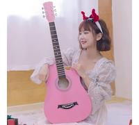 Acoustic Guitar Bundle For Beginners Adults Teens, Full Size Cutaway Guitarra Acustica Kit with Gig Bag Spruce-Top Easy To Play(Pink,38in)