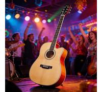Acoustic Guitar Bundle Kit, Full Size Cutaway Design for Adults and Players, Includes Essential Accessories for Musicians