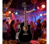 Acoustic Guitar Bundle Kit, Full Size Cutaway Design for Adults and Players, Includes Essential Accessories for Musicians
