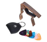 Acoustic Guitar Capo for Electric Guitars Wood Colour with 6 Random Colour Picks and Guitar Accessories Classic for and Bass Clamping Picks for
