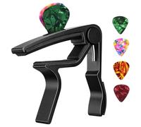 Acoustic Guitar Capo Guitar Capo Adjustment Clip Excellent Metal Picks Holder for Acoustic Electric Guitars Bass Ukulele with 4(Black)