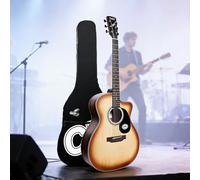 Acoustic Guitar, Concert Body Cutaway Acoustic Guitar Recommended for people taller than 160cm(Sandstorm color)