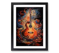 Acoustic Guitar Contemporary No.2 Framed Print | A2 Black Framed Wall Art | Ready to Hang | Contemporary Music Picture | Living Room Bedroom Lounge Office