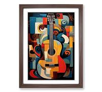 Acoustic Guitar Dadaism Framed Print | A2 Walnut Framed Wall Art | Ready to Hang | Modern Music Picture | Living Room Bedroom Lounge Office