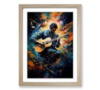Acoustic Guitar Expressionism No.2 Framed Print | A2 Oak Framed Wall Art | Ready to Hang | Eclectic Music Picture | Living Room Bedroom Lounge Office