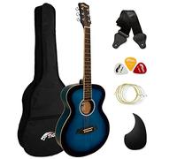 Acoustic Guitar for Beginners - Full Size, Steel-String - includes Gig-bag, Strap, Scratchplate and Spare Strings - Blue - TIGER ACG2-BL
