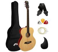 Acoustic Guitar for Beginners - Full Size, Steel-String - includes Gig-bag, Strap, Scratchplate and Spare Strings - Natural - TIGER ACG2-NT