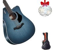 Acoustic Guitar Full Size Dreadnought Cutaway with Adjustable Chord Strap, Tuner, and Spare Strings - Beginner Wooden Guitar, 41 Inch