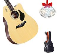 Acoustic Guitar Full Size Dreadnought Cutaway with Adjustable Chord Strap, Tuner, and Spare Strings - Beginner Wooden Guitar, 41 Inch