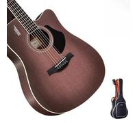 Acoustic Guitar Full Size Dreadnought Cutaway with Adjustable Chord Strap, Tuner, and Spare Strings - Beginner Wooden Guitar, 41 Inch
