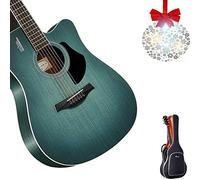 Acoustic Guitar Full Size Dreadnought Cutaway with Adjustable Chord Strap, Tuner, and Spare Strings - Beginner Wooden Guitar, 41 Inch