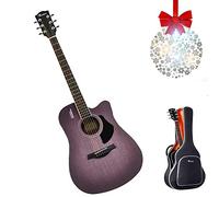 Acoustic Guitar Full Size Dreadnought Cutaway with Adjustable Chord Strap, Tuner, and Spare Strings - Beginner Wooden Guitar, 41 Inch