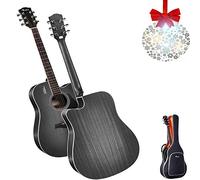 Acoustic Guitar Full Size Dreadnought Cutaway with Adjustable Chord Strap, Tuner, and Spare Strings - Beginner Wooden Guitar, 41 Inch