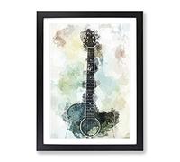 Acoustic Guitar In Abstract Modern Framed Print | A3 Black Framed Wall Art | Ready to Hang | Abstract Music Picture | Living Room Bedroom Lounge Office