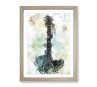 Acoustic Guitar In Abstract Modern Framed Print | A3 Oak Framed Wall Art | Ready to Hang | Abstract Music Picture | Living Room Bedroom Lounge Office