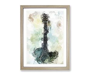 Acoustic Guitar In Abstract Modern Framed Print | A3 Oak Framed Wall Art | Ready to Hang | Abstract Music Picture | Living Room Bedroom Lounge Office