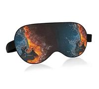 Acoustic Guitar in Fire and Water Eye Masks Cover Blocks Light Sleep Mask Shade Cover Blindfold Relaxing Eyeshade Cover with Adjustable Head Strap for Men Women Kids