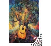 Acoustic Guitar Jigsaw Puzzles. 70x50cm/1000pcs Beautiful Twisted Oak Whimsical Challenge Toy for Educational Games Gifts
