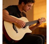 Acoustic Guitar Kits for Beginners Adults, Cutaway Acustica Guitarra Bundle Kit Wooden Bowl Guitarra Starter Set Package(Natural wood color,38 in)