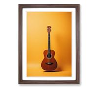 Acoustic Guitar Minimalism Framed Print | A2 Walnut Framed Wall Art | Ready to Hang | Minimalist Music Picture | Living Room Bedroom Lounge Office