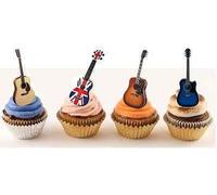 ACOUSTIC GUITAR MIX 40X FLAT STAND UP Edible Cake Toppers D1 MUSIC BIRTHDAY