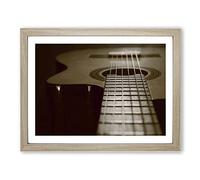 Acoustic Guitar No.2 Modern Framed Print | A2 Oak Framed Wall Art | Ready to Hang | Modern Music Picture | Living Room Bedroom Lounge Office