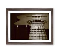 Acoustic Guitar No.2 Modern Framed Print | A4 Walnut Framed Wall Art | Ready to Hang | Modern Music Picture | Living Room Bedroom Lounge Office