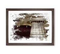Acoustic Guitar No.2 V3 Modern Framed Print | A2 Walnut Framed Wall Art | Ready to Hang | Modern Music Picture | Living Room Bedroom Lounge Office
