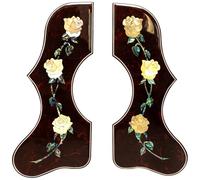 Acoustic Guitar Pickguard Abalone Shell Inlaid Scratch Plate, Compatible with Gibson J-200 SJ-200 & 40-42" Guitars, Left/Right/Pair Options, Real Shell Rose Design (Left & Right)