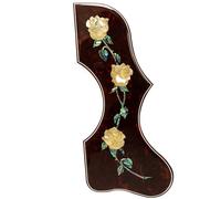 Acoustic Guitar Pickguard Abalone Shell Inlaid Scratch Plate, Compatible with Gibson J-200 SJ-200 & 40-42" Guitars, Left/Right/Pair Options, Real Shell Rose Design (Right)