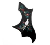 Acoustic Guitar Pickguard Black for 36-41 Inch Guitars, Compatible with Gibson Jumbo Body, Dove Hummingbird Design, 2.0mm Thick, Self-Adhesive Scratch-Resistant Vintage Style