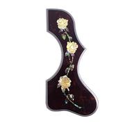 Acoustic Guitar Pickguard for Gibson J-200 SJ-200, 2MM Thick Three Yellow Roses Inlay Scratch Plate, Self-Adhesive, Universal Fit for 43 Inch Acoustic Guitars