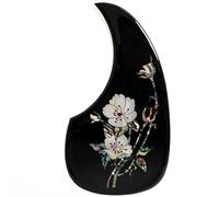 Acoustic Guitar Pickguard for Martin D100 / D45 Acoustic Guitar - 2.5 mm Thick Soft Rubber with Real Abalone Shell Inlay, 3M Self-Adhesive Scratch Plate for 40-42 Inch Acoustic Guitars (SN04)