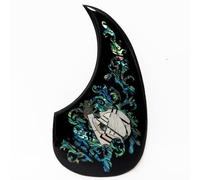 Acoustic Guitar Pickguard for Martin D100 / D45 Acoustic Guitar - 2.5 mm Thick Soft Rubber with Real Abalone Shell Inlay, 3M Self-Adhesive Scratch Plate for 40-42 Inch Acoustic Guitars (SN01)