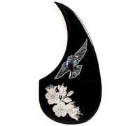 Acoustic Guitar Pickguard for Martin D100 / D45 Acoustic Guitar - 2.5 mm Thick Soft Rubber with Real Abalone Shell Inlay, 3M Self-Adhesive Scratch Plate for 40-42 Inch Acoustic Guitars (SN05)