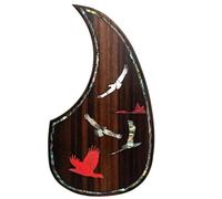 Acoustic Guitar Pickguard For Martin D45 Premium Rosewood or Mahogany Solid Wood Scratch Plate with Real Abalone Shell Inlay, Multiple Floral Patterns, Fits Most 40-42 Inch Dreadnought Guitars (#16)