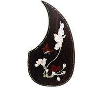 Acoustic Guitar Pickguard For Martin D45 Premium Rosewood or Mahogany Solid Wood Scratch Plate with Real Abalone Shell Inlay, Multiple Floral Patterns, Fits Most 40-42 Inch Dreadnought Guitars (#20)