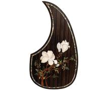 Acoustic Guitar Pickguard For Martin D45 Premium Rosewood or Mahogany Solid Wood Scratch Plate with Real Abalone Shell Inlay, Multiple Floral Patterns, Fits Most 40-42 Inch Dreadnought Guitars (#37)